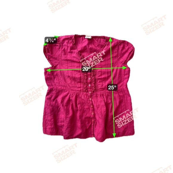 Faded Glory Womens Y2K Babydoll Henley Top‎ Sz XL Pink Ruffled Button Peplum Vtg - Picture 2 of 6